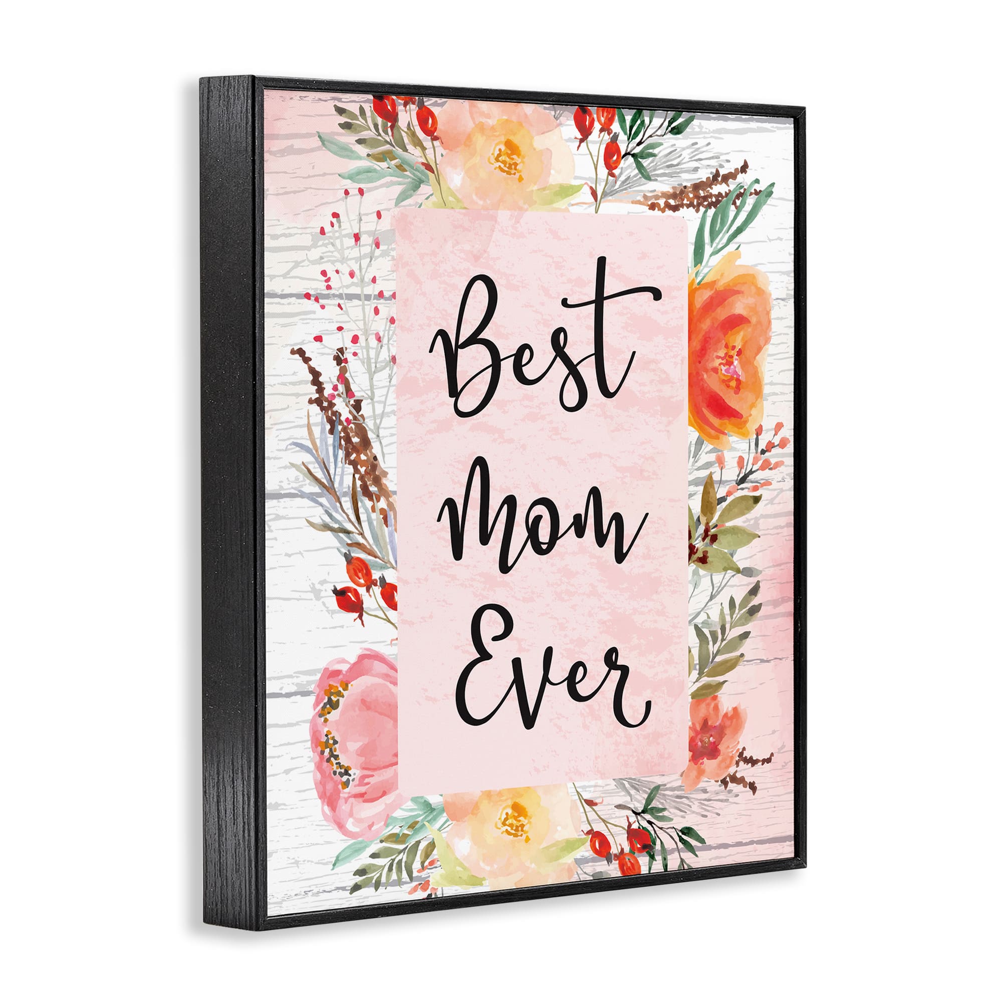 Stupell Industries Best Mom Ever Floral Family Framed Giclee Art